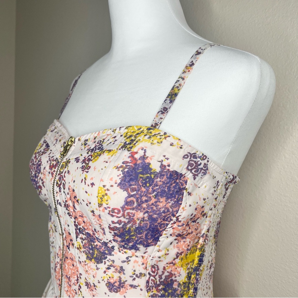 Guess Tanya Pink Floral Sleeveless or Strapless Corset Mini Dress Sz 4 - Picture 3 of 11